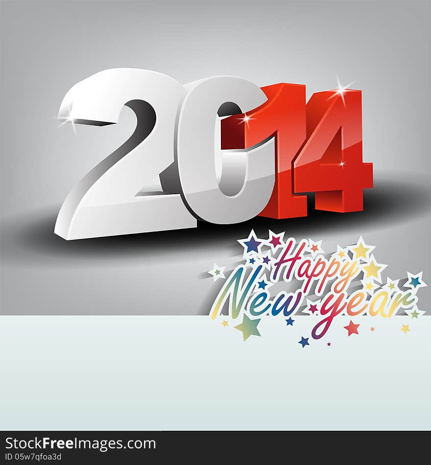 New 2014 year 3D greeting card, with space for text. Happy new year. New 2014 year 3D greeting card, with space for text. Happy new year.