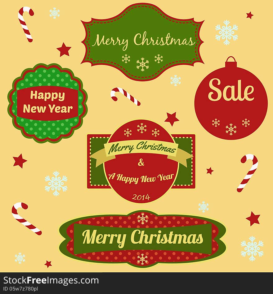 Colourful vector set of Christmas and New Year frames and elements for your design