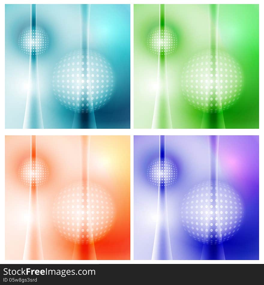 Four colored vector square and grid. Four colored vector square and grid