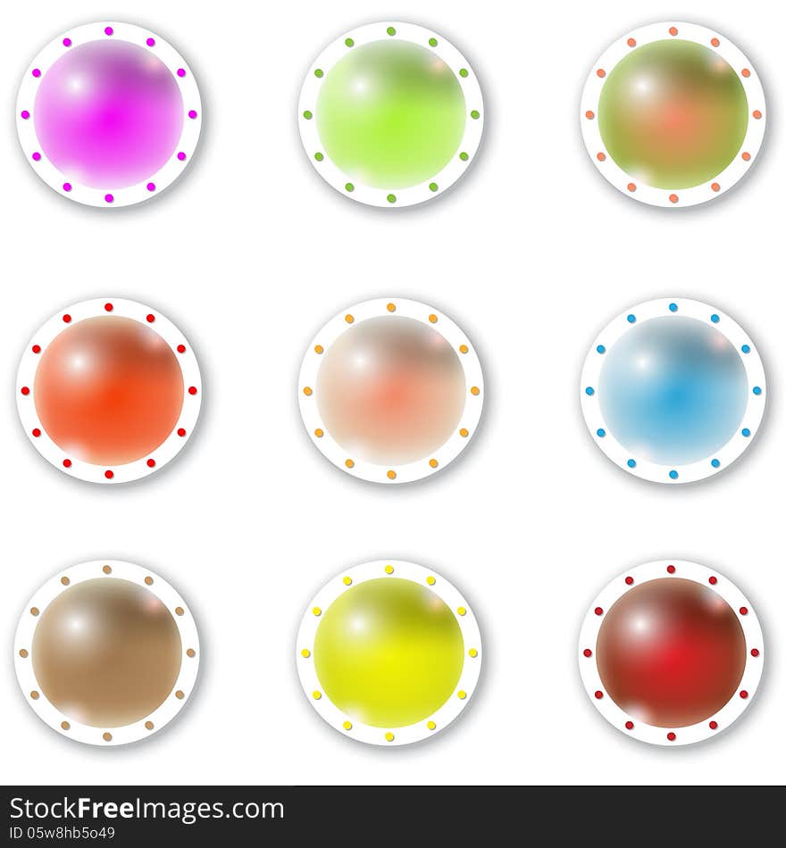 Colored abstract bubbles with white frames