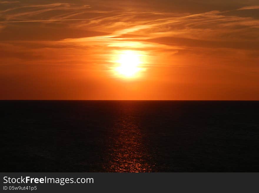 Beautiful sunset over open water. Beautiful sunset over open water