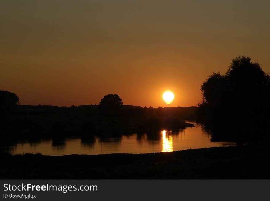 Sunset along the river