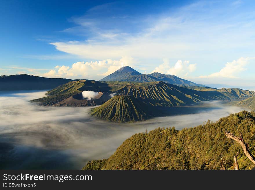 Bromo Mountain in Tengger Semeru National Park, East Java, Indonesia