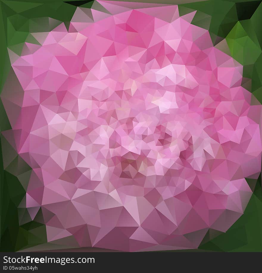 Peony Flower Stylized Triangle Background. Peony Flower Stylized Triangle Background