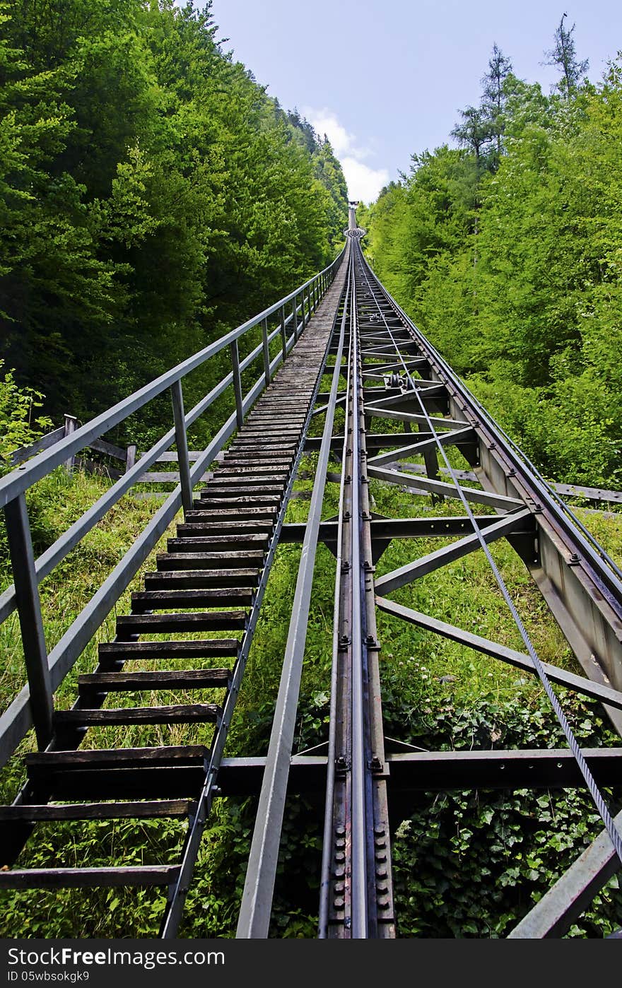 Funicular to the salt mine Hallstatt austria