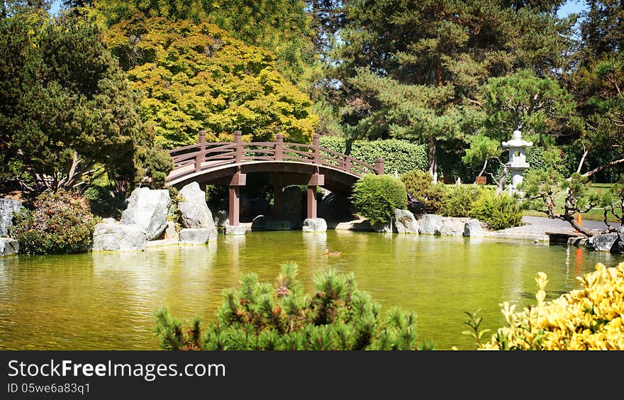 Picture of a bridge in San Jose's' Japanese Garden. Picture of a bridge in San Jose's' Japanese Garden.