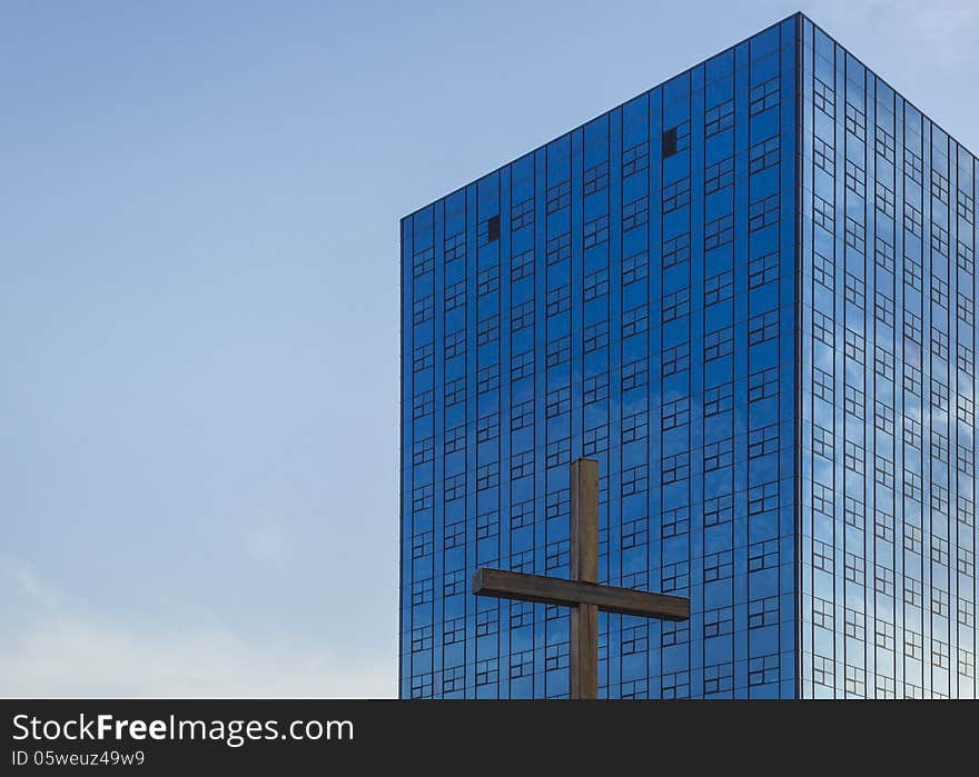 Modern Office Building And Cross