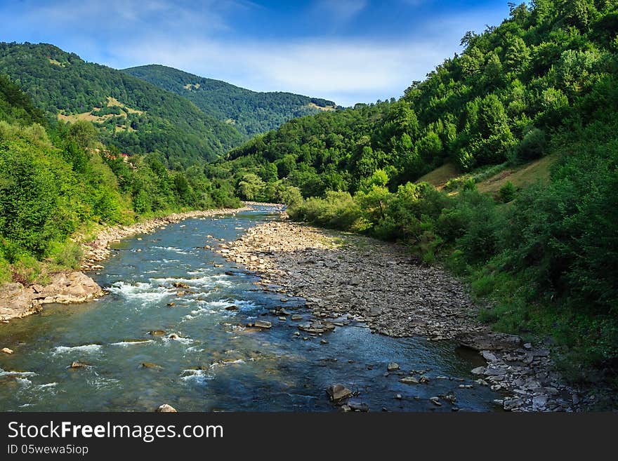 River meanders and goes deep into the mountains. River meanders and goes deep into the mountains