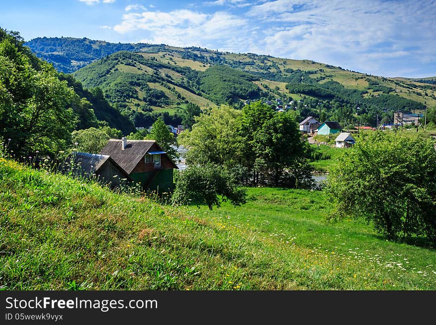 Village on a mountain  slopes