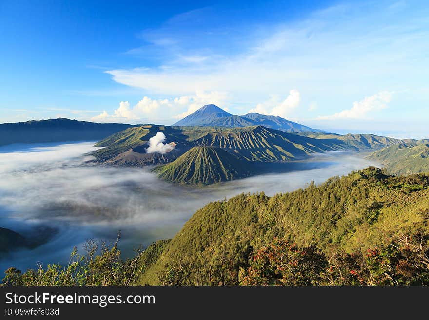 Bromo Mountain in Tengger Semeru National Park, East Java, Indonesia