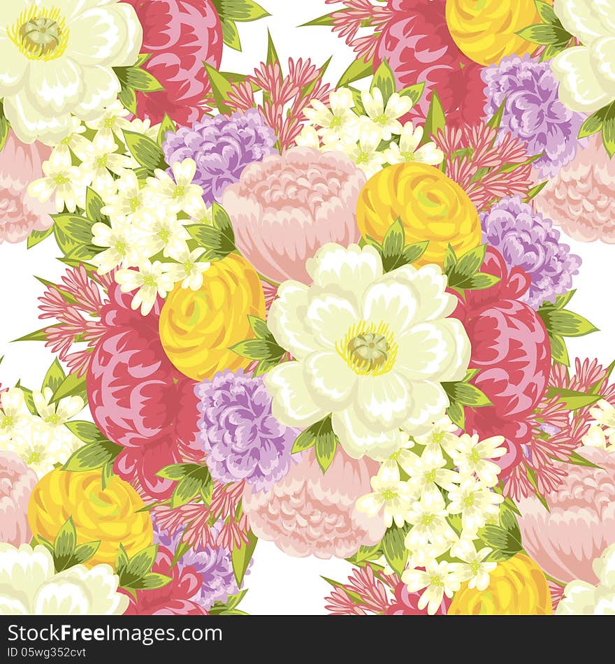 Vector seamless background with flowers. Vector seamless background with flowers