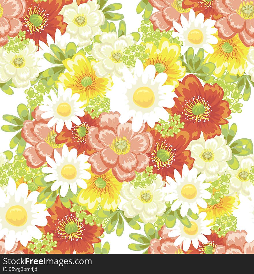 Vector seamless background with flowers. Vector seamless background with flowers