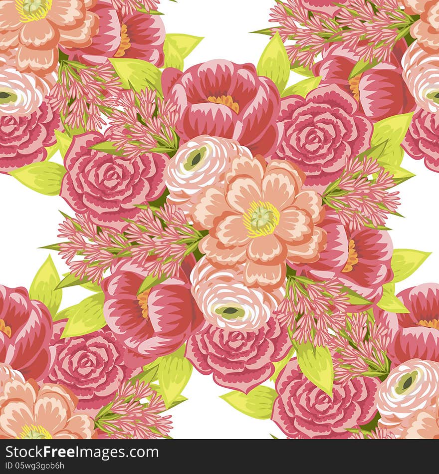 Vector seamless background with flowers. Vector seamless background with flowers