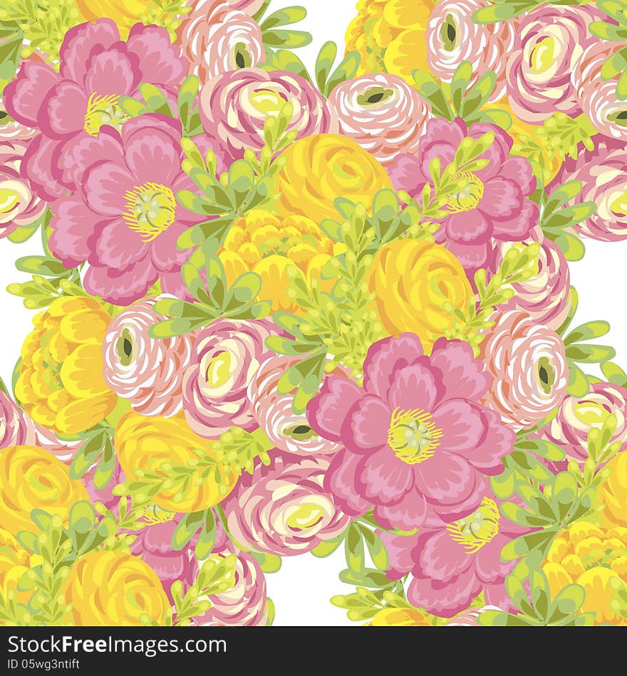 Vector seamless background with flowers. Vector seamless background with flowers