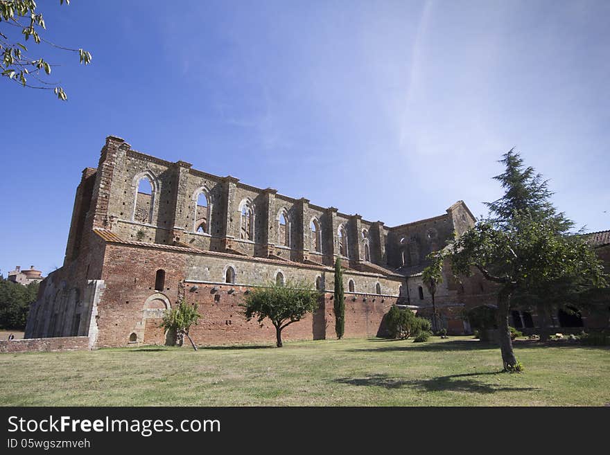 Exterior of the main part of the unfinished Abbey of San Galagano in Tuscany at morning. Exterior of the main part of the unfinished Abbey of San Galagano in Tuscany at morning.