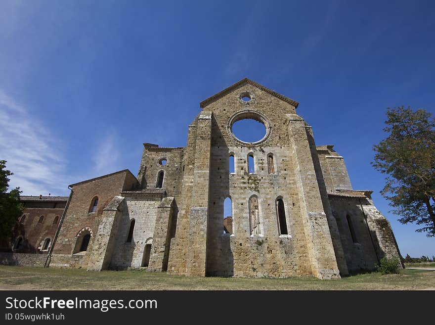 A view of old abbey in Tuscany, Italy.