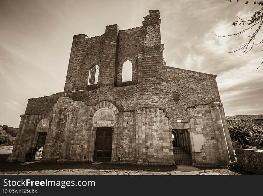 Facade of old church in Tuscany - Italy. Facade of old church in Tuscany - Italy.