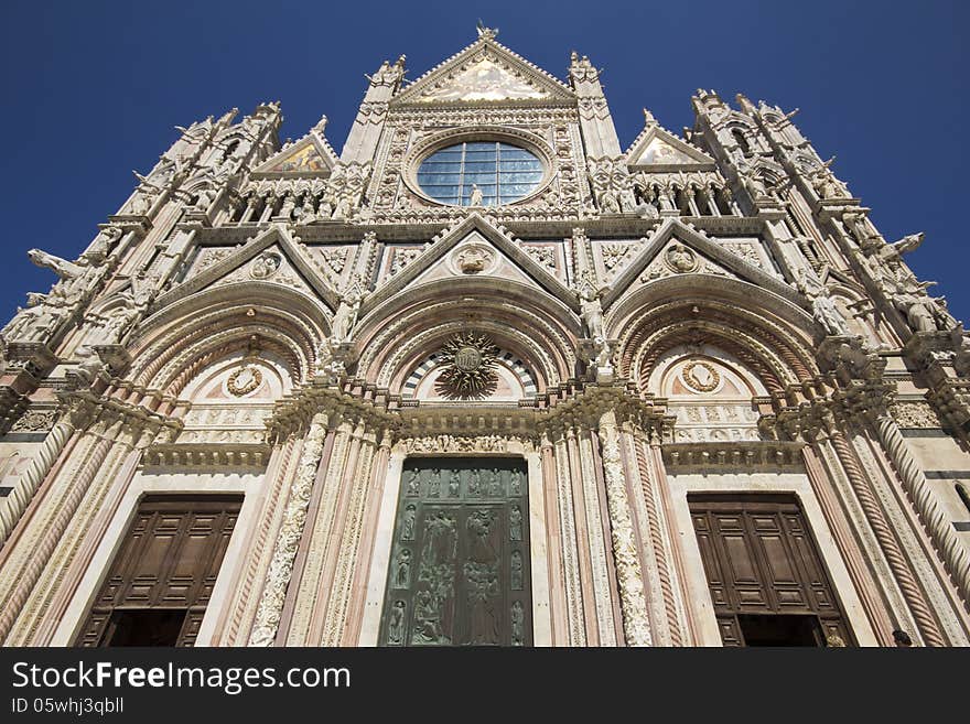 Facade of the cathedral in siena