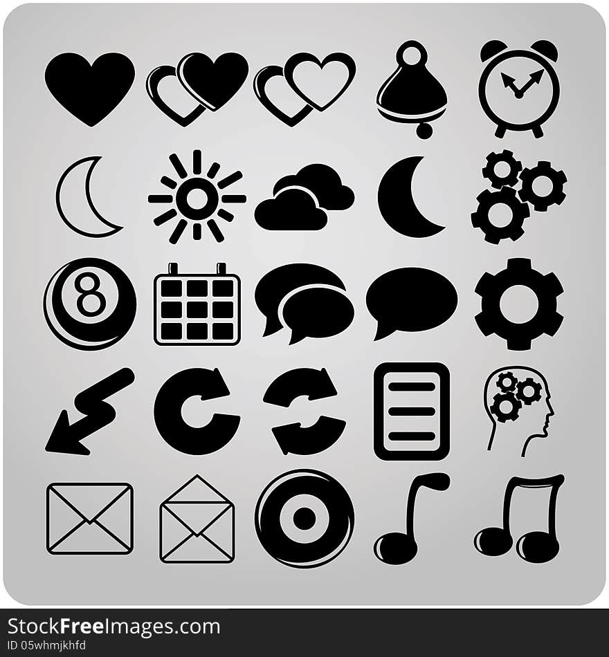 Set of 25 vector web icons. Set of 25 vector web icons