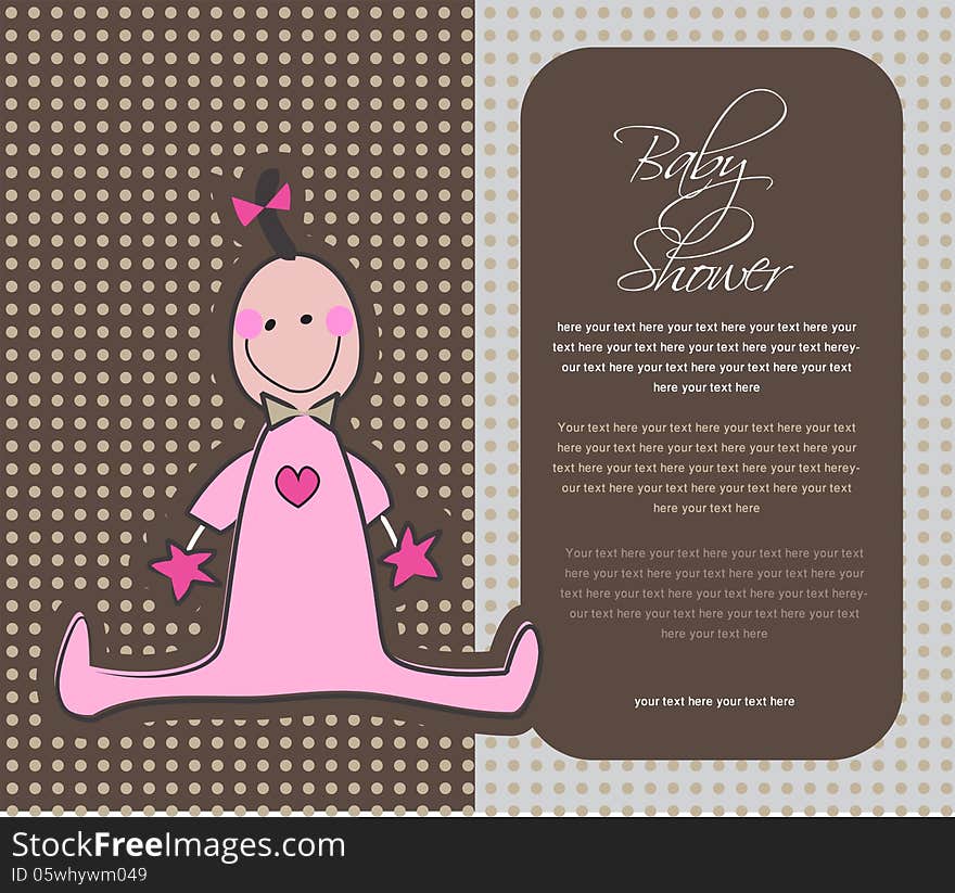 Baby shower greeting card and a pink toy