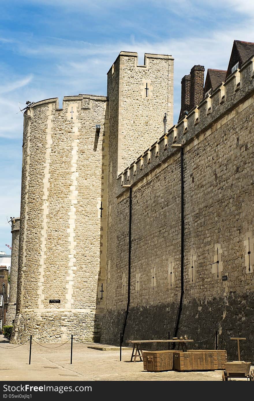 View of the fortress wall, the Tower of London