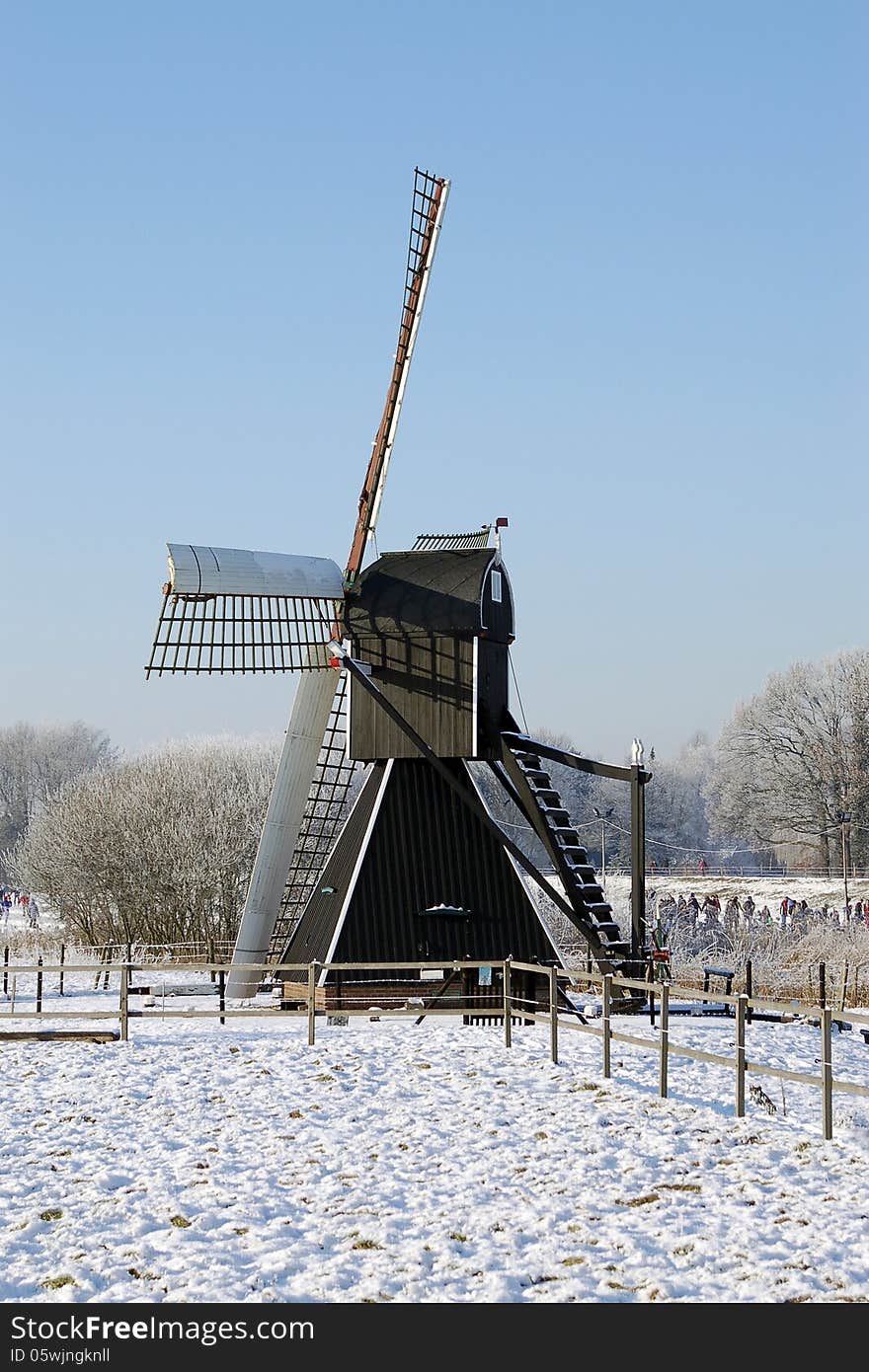 Windmill in the Netherlands in winter