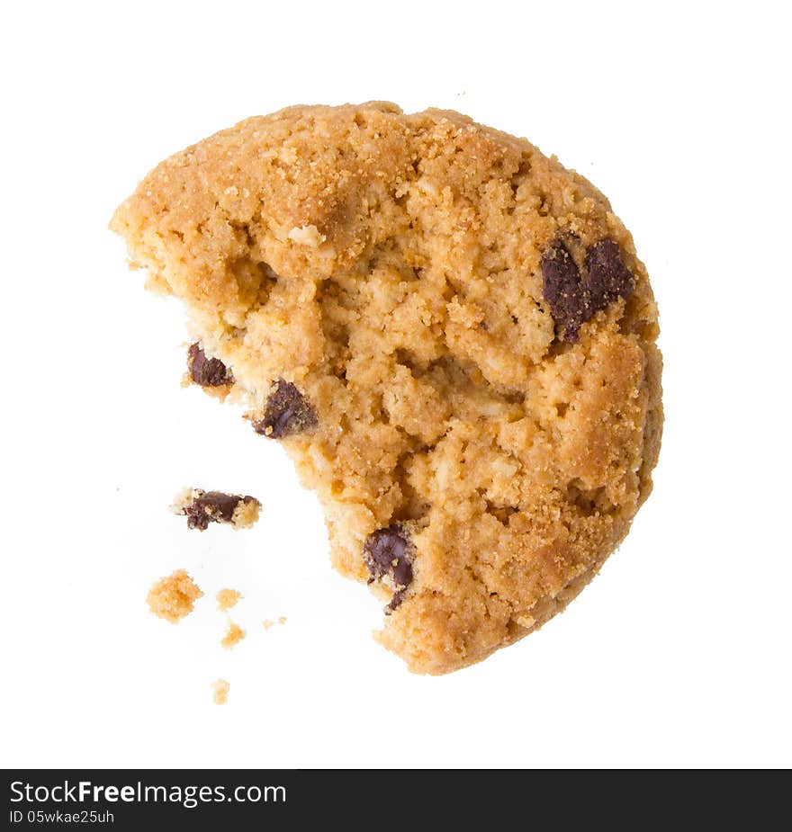 Chocolate chip cookies isolated on white background.