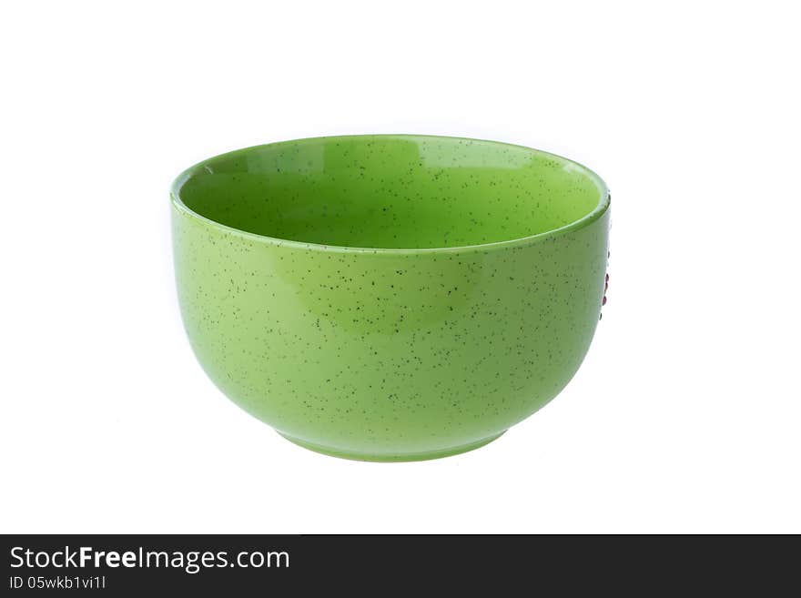 Empty ceramic bowl isolated on white background