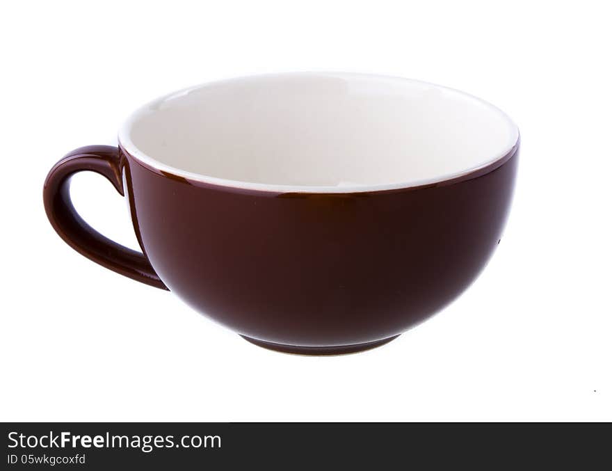 Colorful ceramic cup on white background