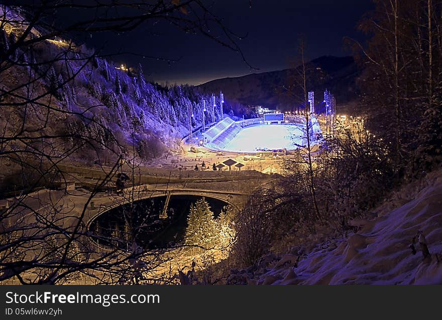 The mountain sports Medeo complex in Kazakhstan