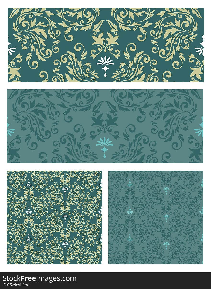 A set of seamless floral pattern in different colors. editable. eps8. A set of seamless floral pattern in different colors. editable. eps8