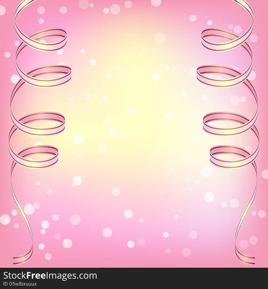 Abstract Pink Background With Ribbons