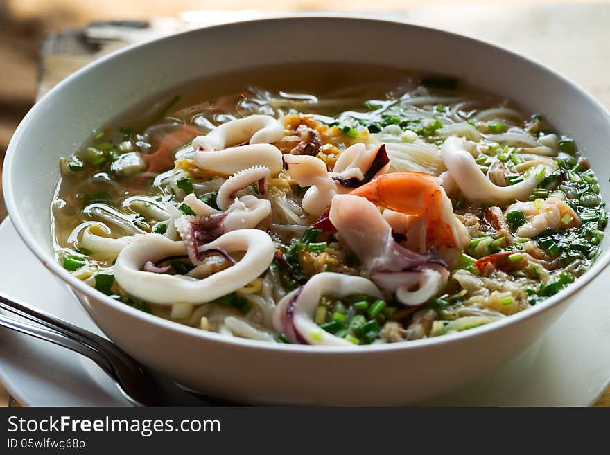 Asian dish hot soup with seafood. Asian dish hot soup with seafood