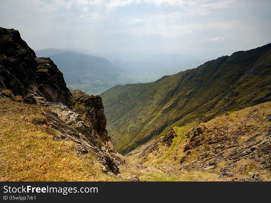 Blencathra down to Threlkreid Common. Blencathra down to Threlkreid Common