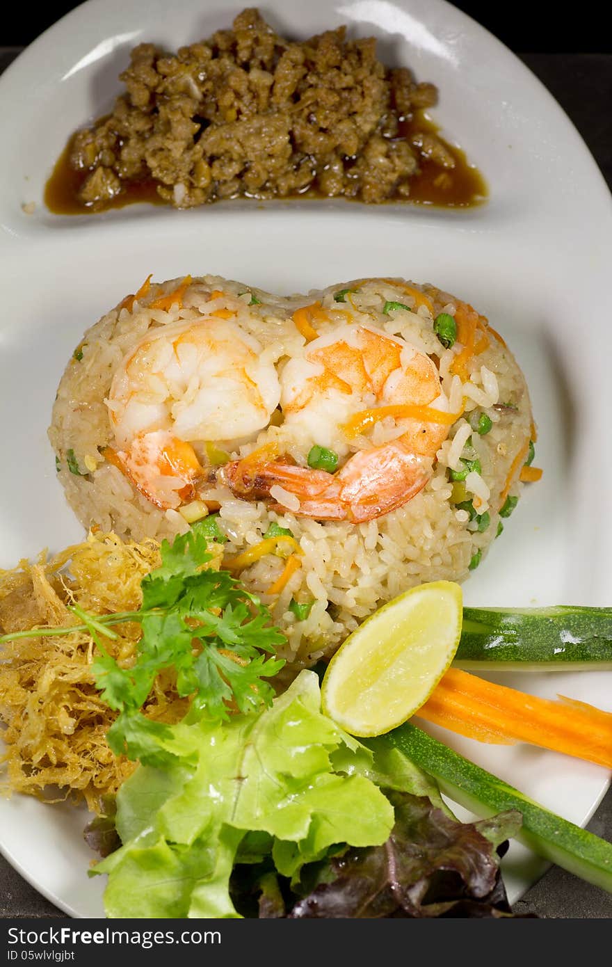 Fried rice with Chili shrimps