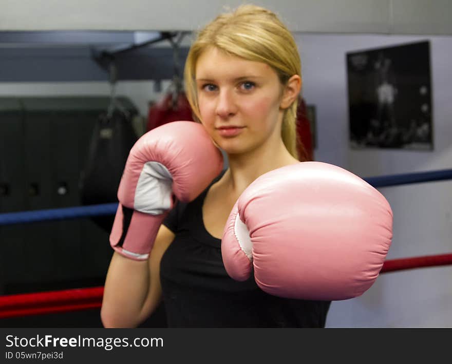 Punch from a young girl boxing. Punch from a young girl boxing