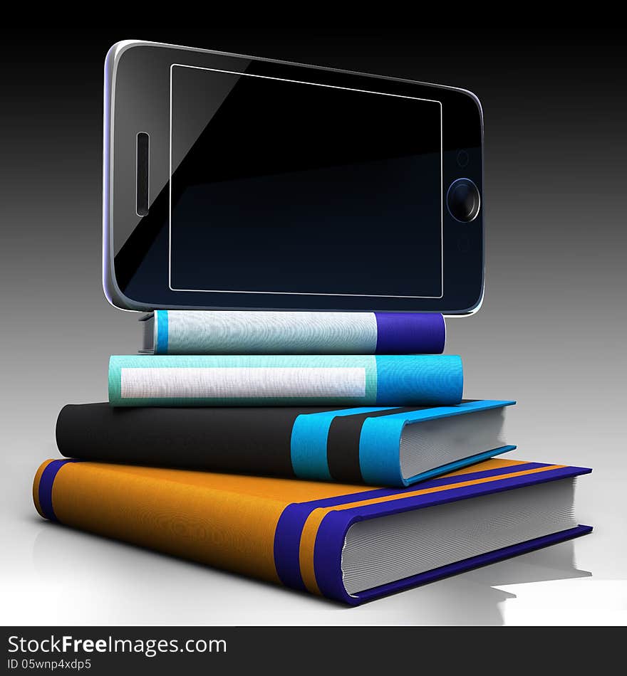 Digital tablet and books as progress concept