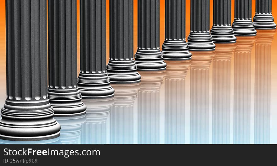 Classic architectural columns 3D computer Rending