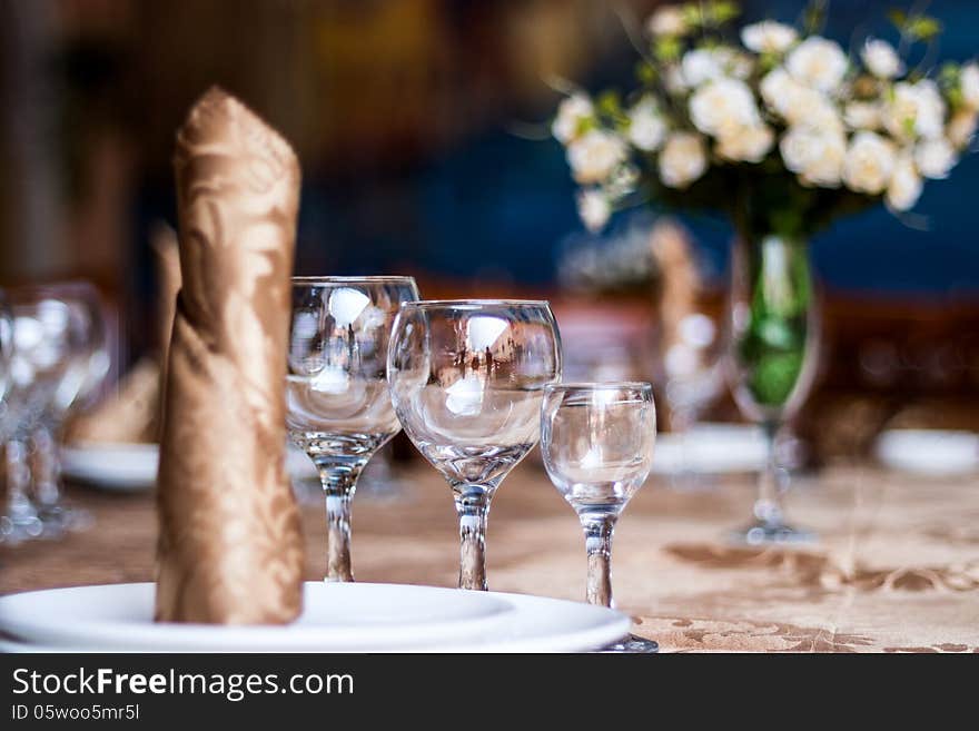 Crystal Table Setting at a Restaurant