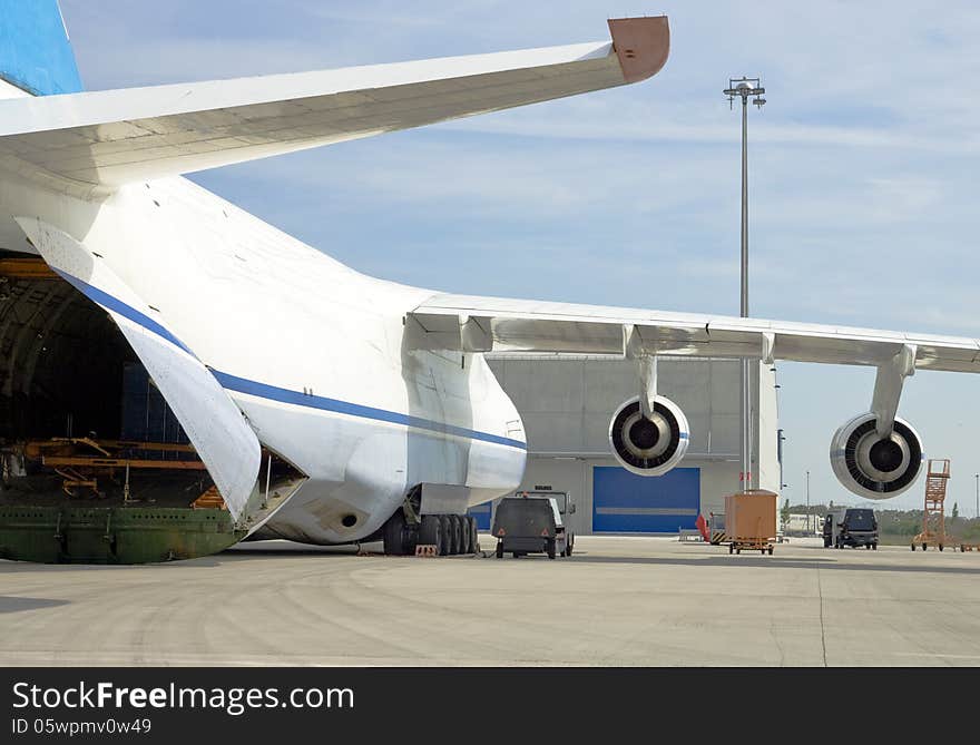 Image of an Antonow airplane during. Image of an Antonow airplane during