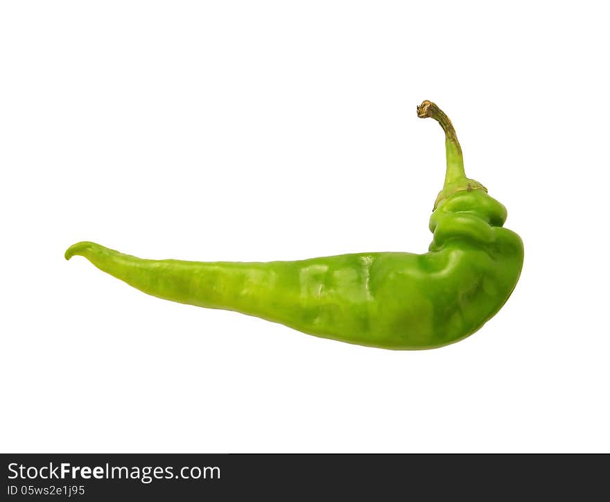 Green chili peppers - isolated object on white background