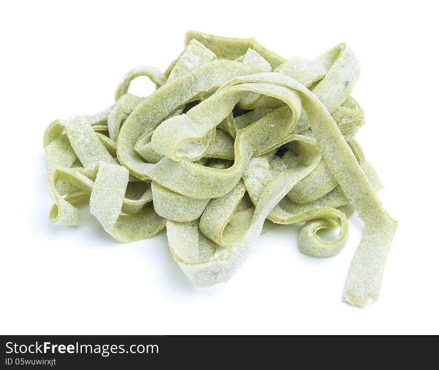 Fresh green tagliatelle pasta