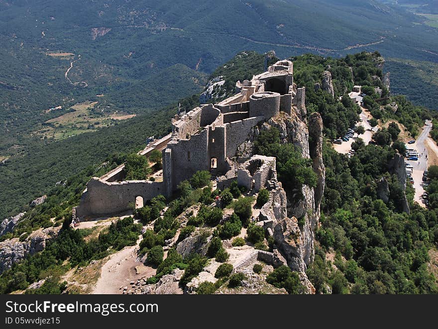 View over Peyreperuse lower castle. View over Peyreperuse lower castle