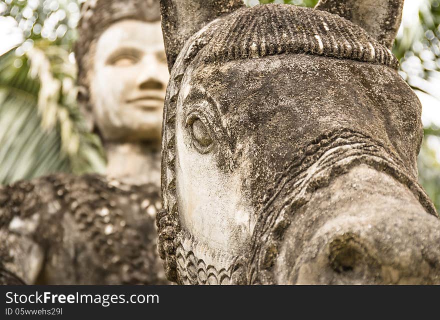 Knight and Horse - Wat Xieng Khuan, Vientiane