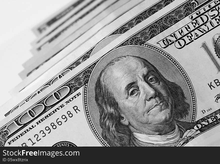 Close up of dollar bill (details)