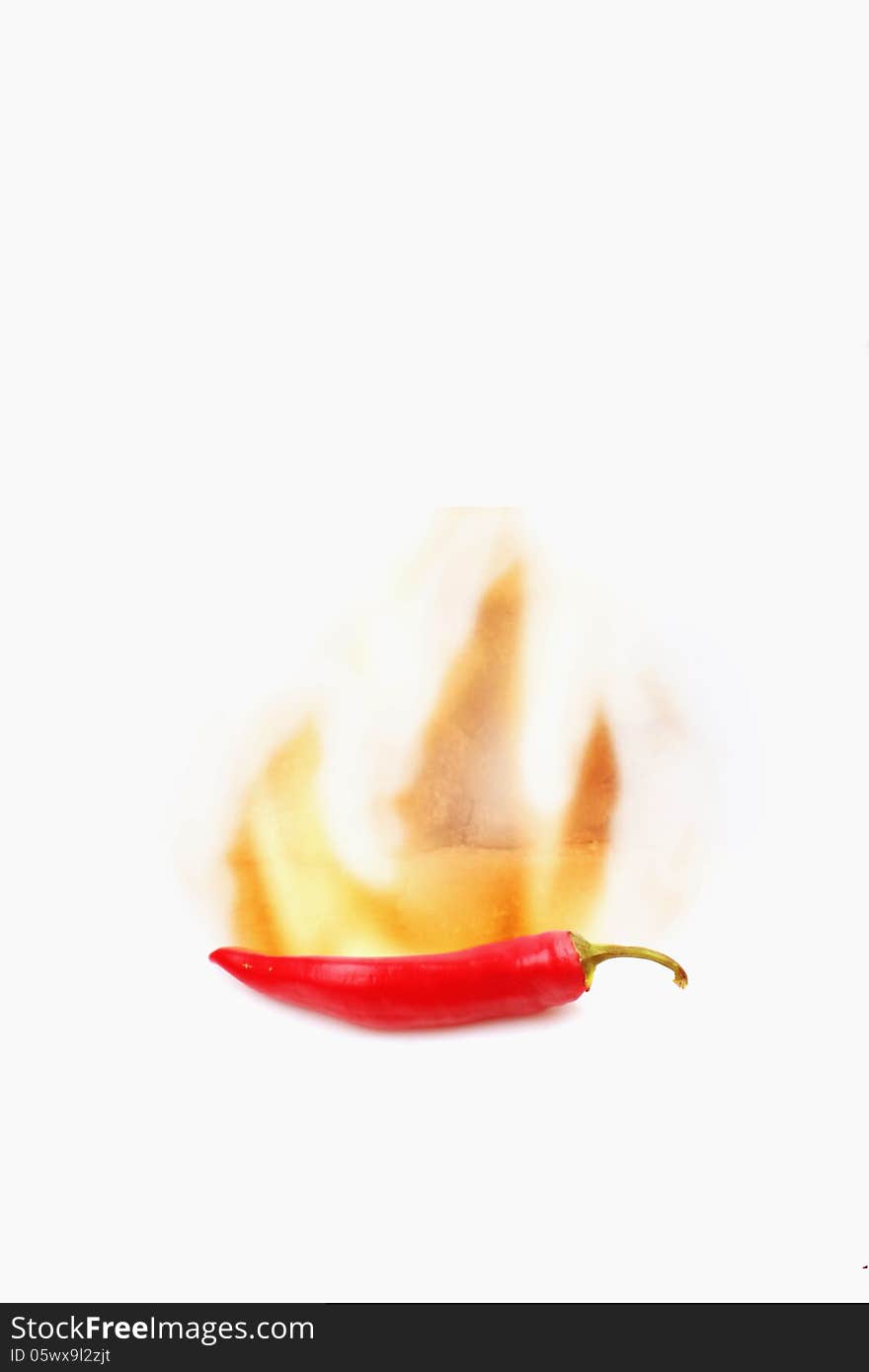 Red hot peppers on white background (details)