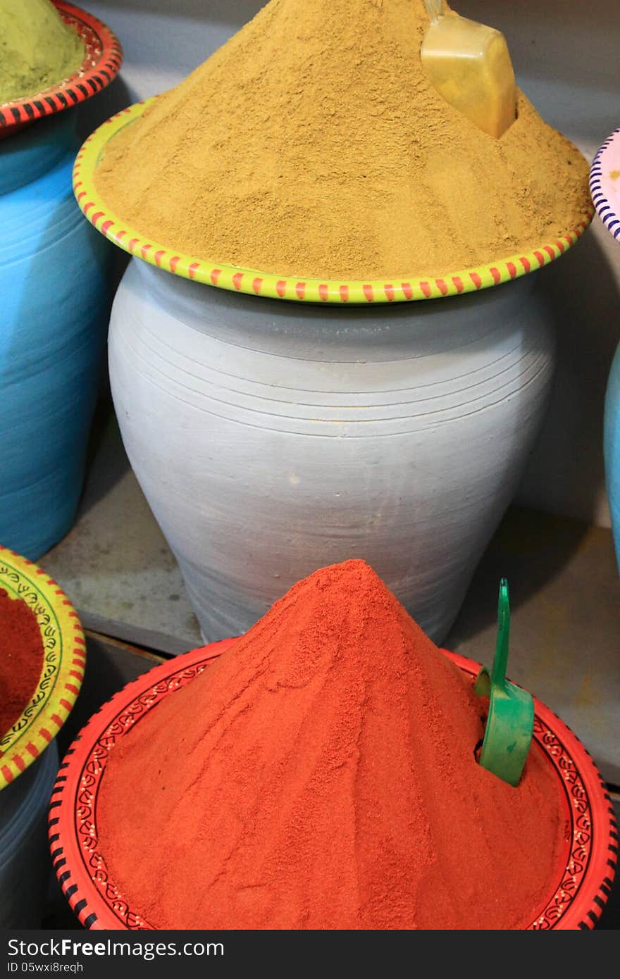 Traditional spices market in Morocco Africa