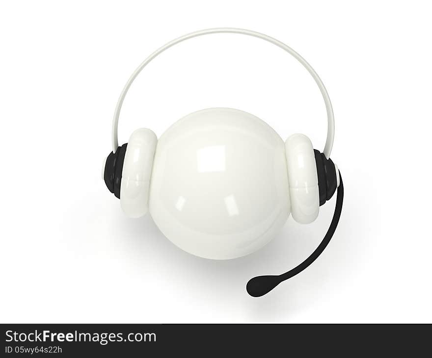 White Orb With Headset  Over White