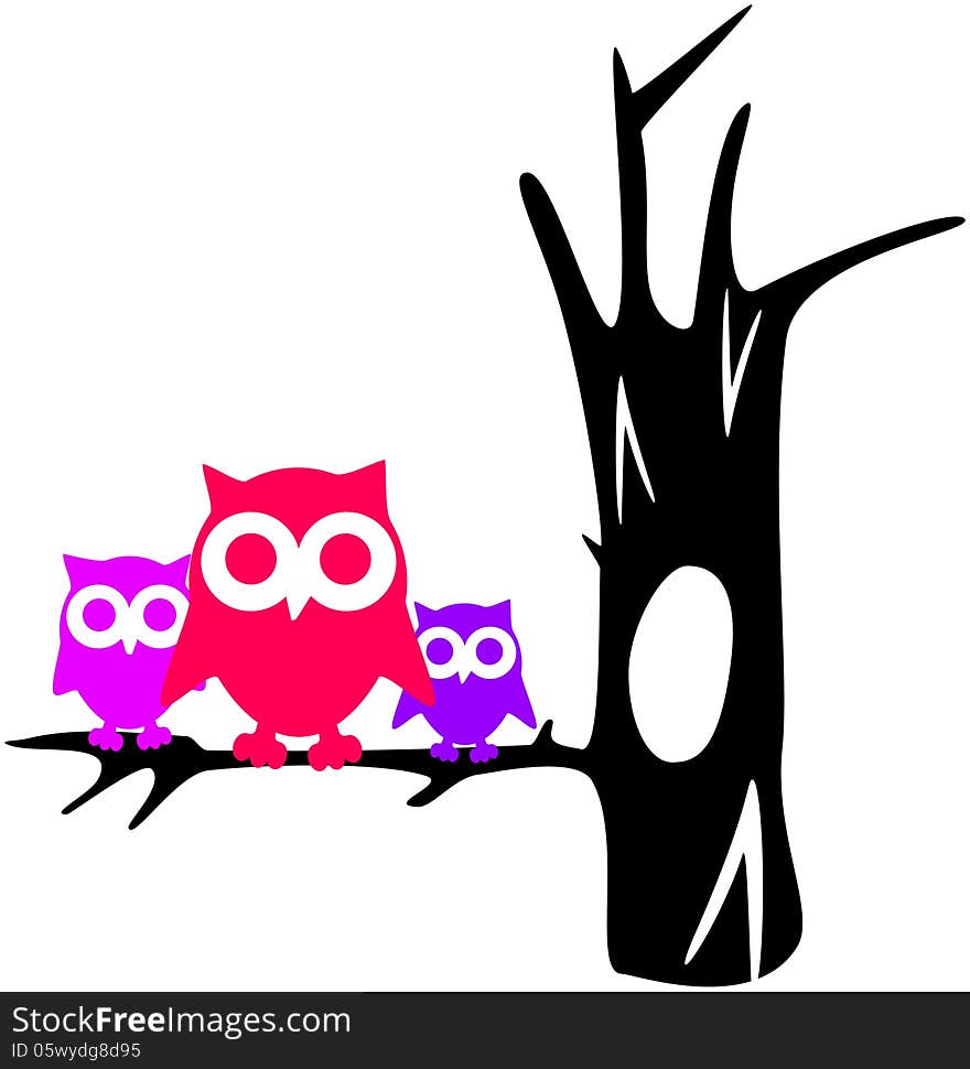 Contour tree with owls