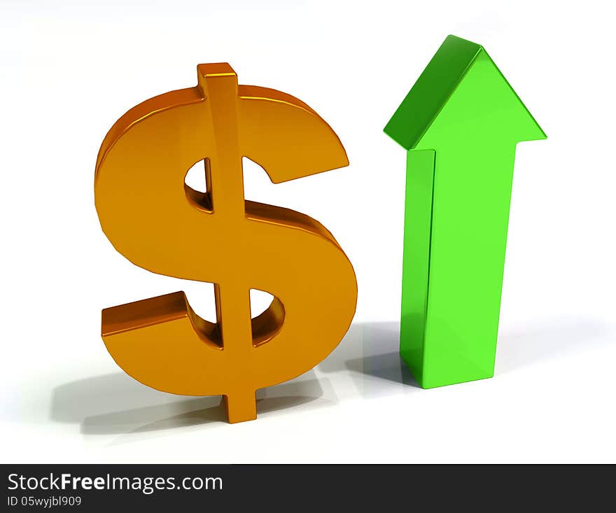 Increase Dollar currency 3D